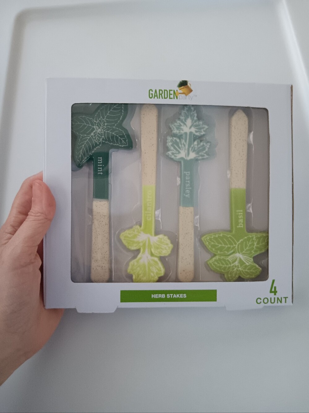 NEW Set of 4 Garden Herb Stakes - Mint, Cilantro, Parsley, Basil